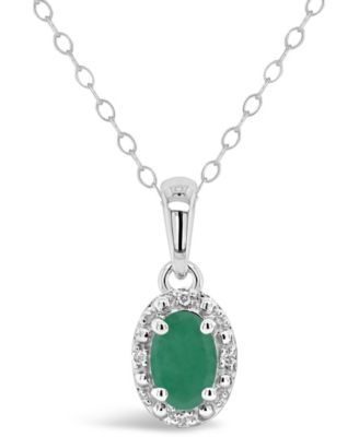 Aquamarine (3/8 ct. t.w.) and Diamond Accent Pendant Necklace in Sterling Silver (Also Available in Emerald)