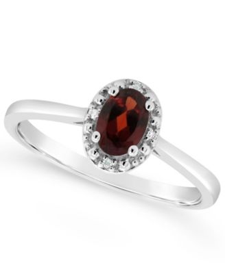 Diamond Accent and Garnet (1/2 ct. t.w.) Ring in Sterling Silver (Also Available in Other Gemstones)