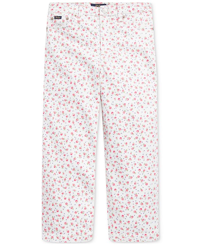 Polo Ralph Lauren Big Girls Floral Wide-Leg Crop Jeans - Macy's