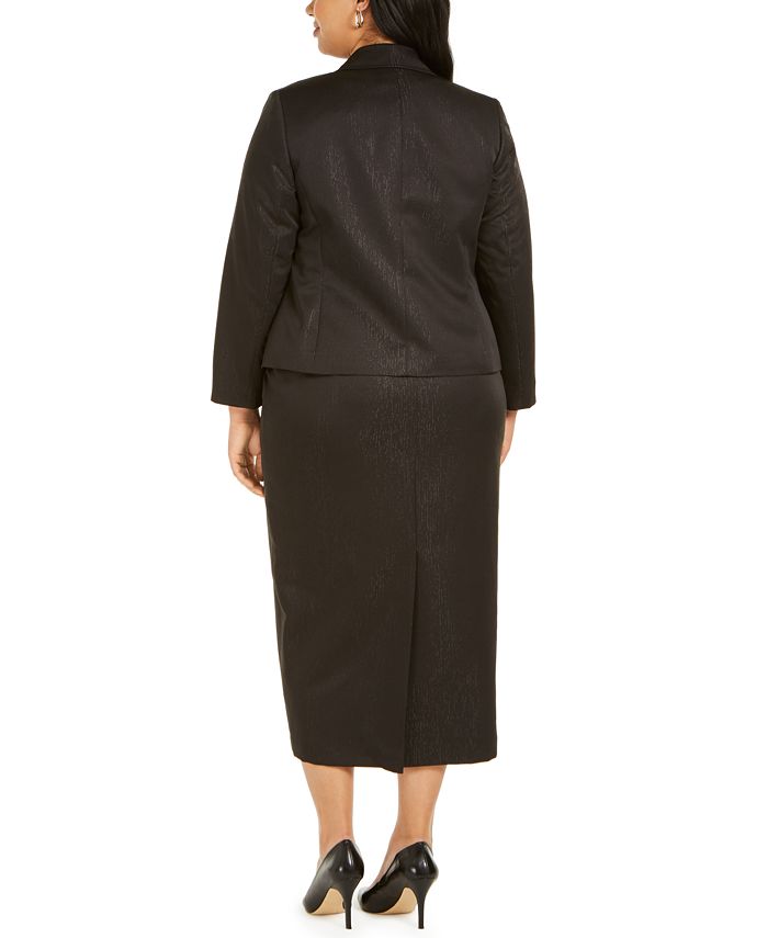 Le Suit Plus Size Shimmering Two-Button Notched-Collar Skirt Suit ...
