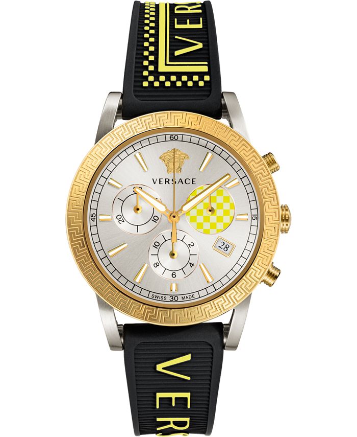 Versace Men's Swiss Chronograph Sport Tech Black Silicone Strap Watch