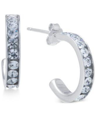 Giani Bernini - Small (5/8") Crystal Hoop Earrings in Sterling Silver