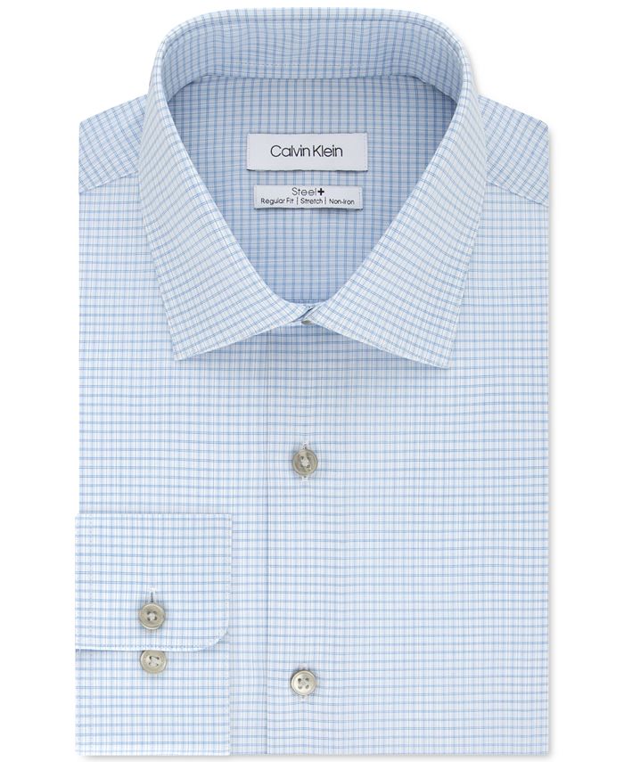 Calvin Klein Calvin Klein Men's Steel+ Classic-Fit Blue Cloud Check Dress  Shirt & Reviews - Dress Shirts - Men - Macy's