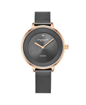 image of Stuhrling Women-s Metal Gray Mesh Stainless Steel Bracelet Watch 37mm