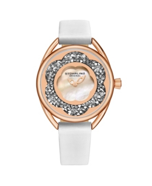 image of Stuhrling Women-s White Leather Strap Watch 38mm
