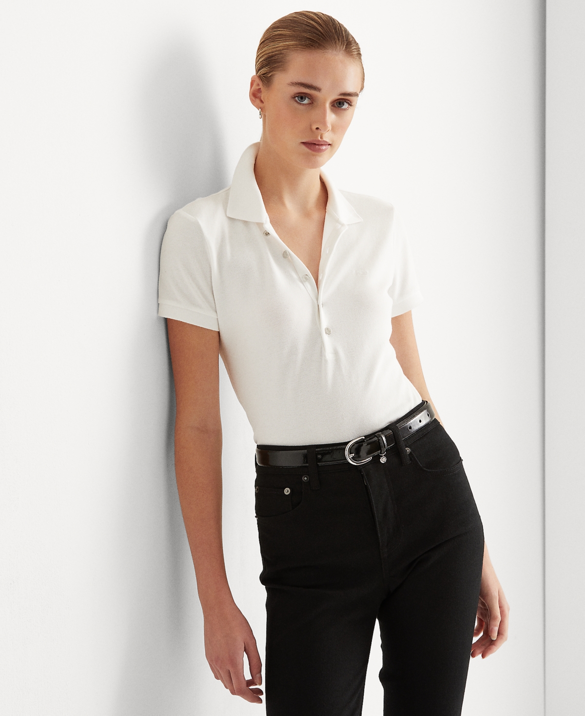 Petite Stretch Polo - Black