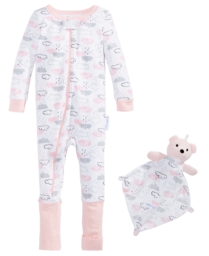 Max & Olivia Baby Girls 2-Pc Printed Pajama & Blankie Baby Set