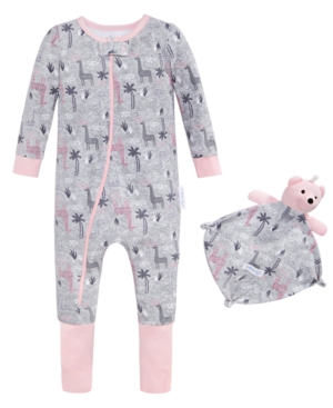 Max & Olivia Baby Girls 2-Pc Printed Pajama & Blankie Baby Set