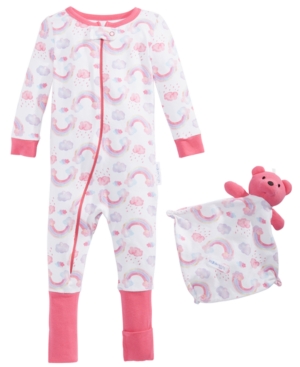 Max & Olivia Baby Girls 2-Pc Printed Pajama & Blankie Baby Set
