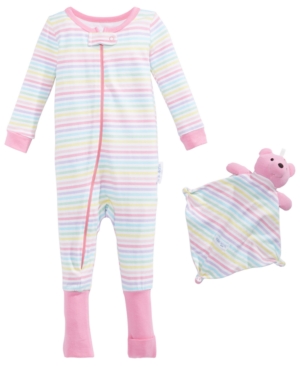 Max & Olivia Baby Girls 2-Pc Printed Pajama & Blankie Baby Set