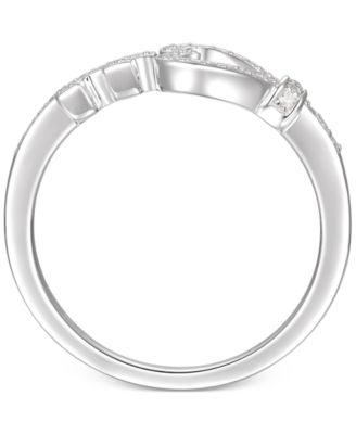 Diamond Heart & Key Ring (1/6 ct. t.w.) in Sterling Silver