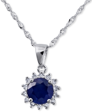 image of Sapphire (5/8 ct. t.w.) & Diamond (1/10 ct. t.w.) 18