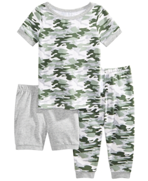 Max & Olivia Baby Boys 3-Pc Printed Top Shorts & Pants Pajama Set