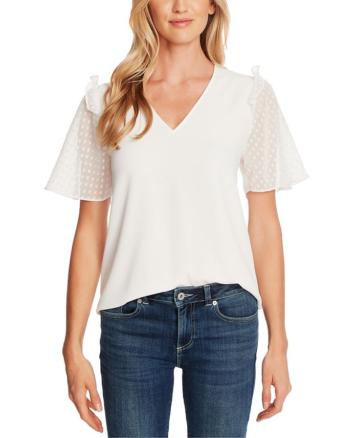 CeCe ClipDotSleeve Top Macy's