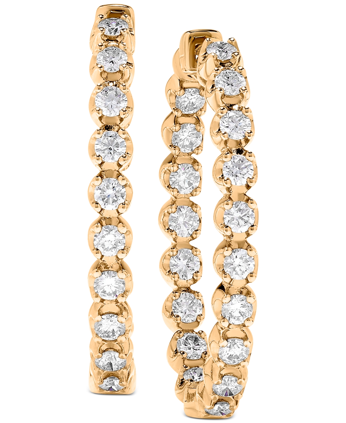 Diamond (1-1/2 ct. t.w.) Inside-Out Oval Medium Hoop Earrings in 14k White or - Yellow Gold