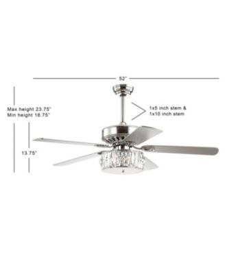 Mandy 52" 3-Light Crystal Prism Drum Led Ceiling Fan with Remote