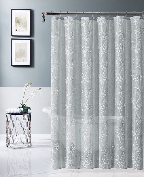 Dainty Home Stella 70 X 72 Chenille Embroidederd Shower Curtain