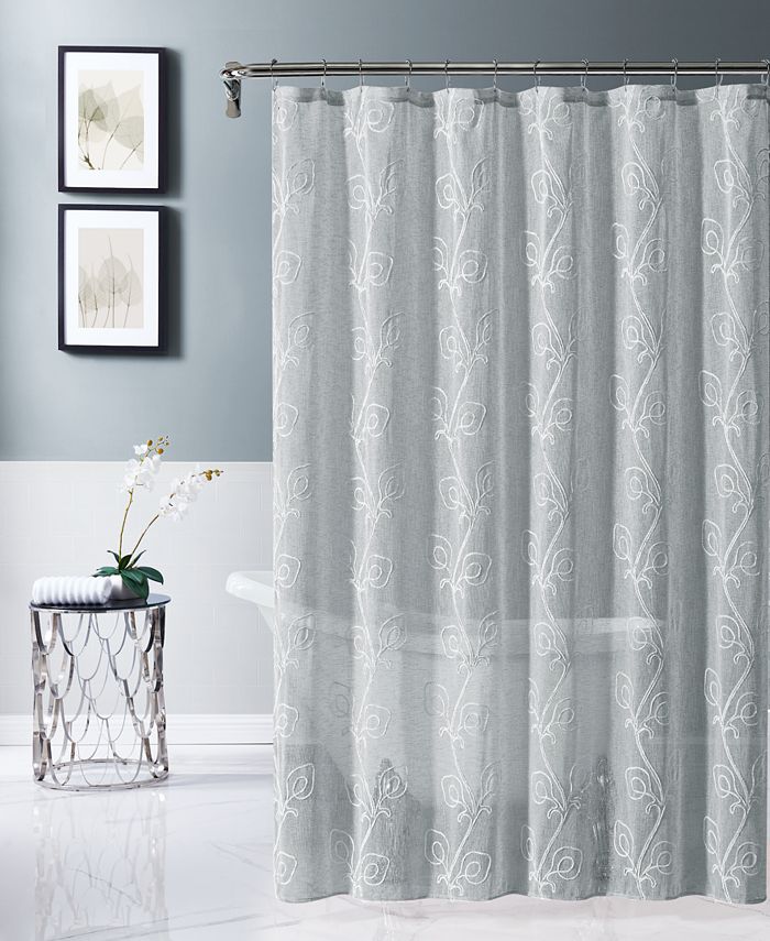 Dainty Home - Stella 70" x 72" Chenille Embroidederd Shower Curtain