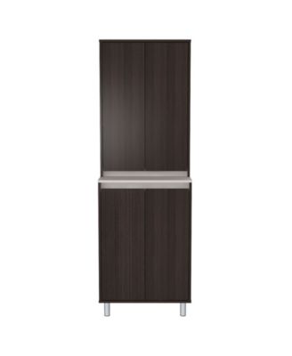 4 Door Breakroom Cabinet Espresso/Amber Gray - Inval