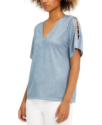 Michael Kors - Petite Beaded Ladder-Cutout Top