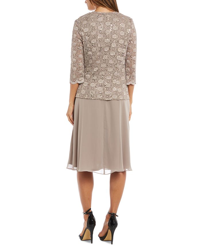 r&m richards sequined lace chiffon gown