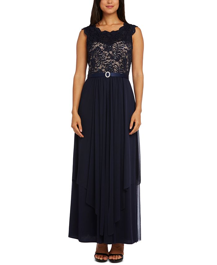 R & m richards sequined best sale lace & chiffon jacket dress