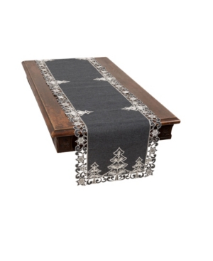 Manor Luxe Christmas Tree Embroidered Cutwork Christmas Table Runner