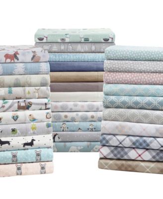 Novelty Printed Cotton Flannel 4-Pc. Sheet Set, Queen