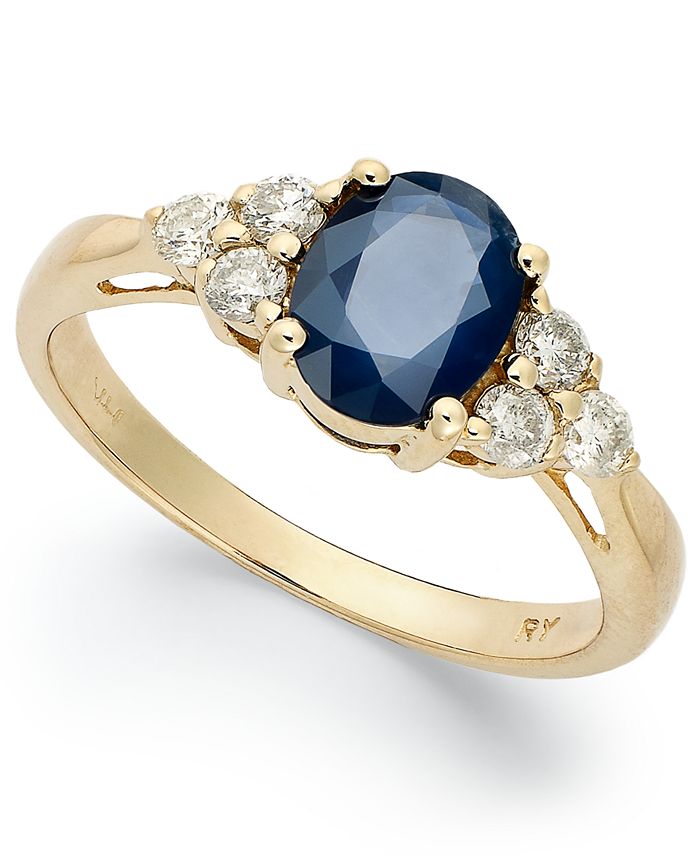 Macy's 14k Gold Ring, Sapphire (1-1/2 ct. t.w.) and Diamond (1/3 ct. t ...