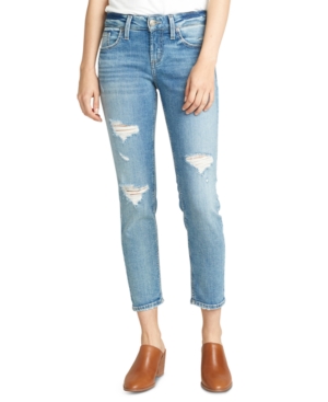 image of Silver Jeans Co. Distressed Cropped Boyfriend Jeans