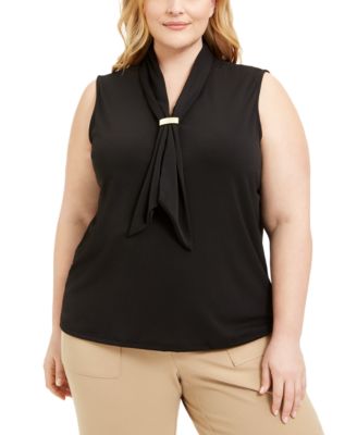 Adrienne Vittadini - Plus Size Draped Scarf Top