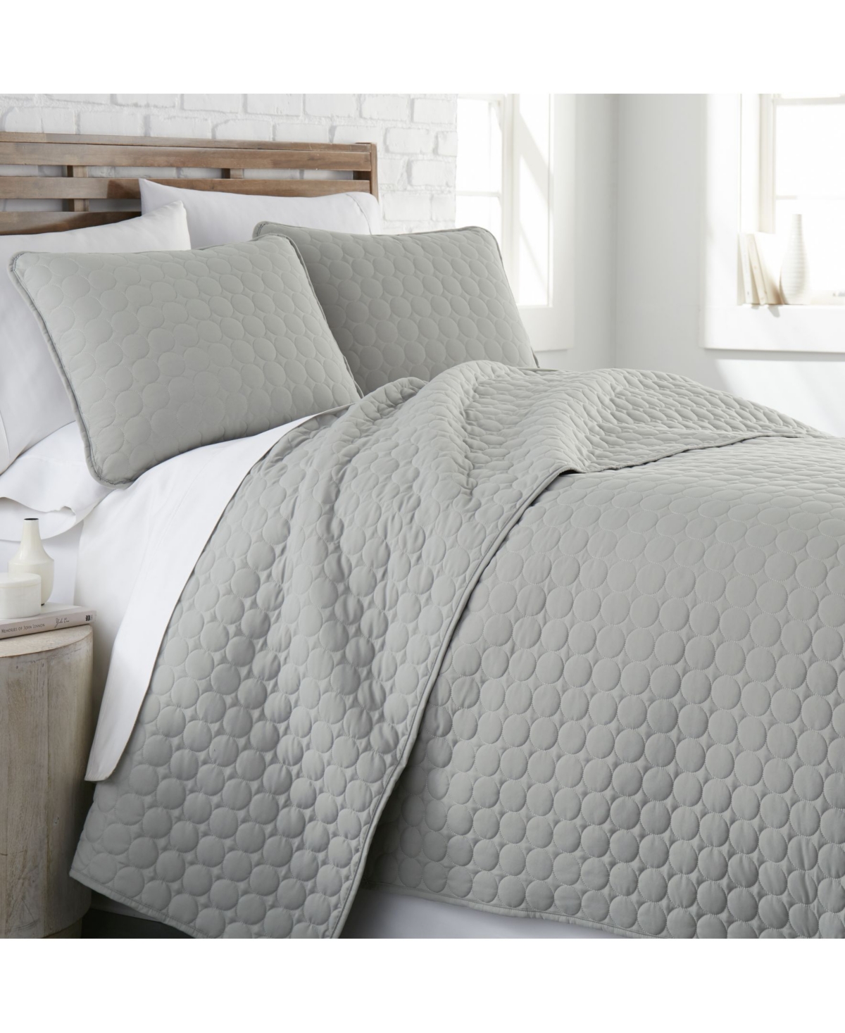 Southshore Fine Linens Ultra-soft Lightweight Embroidered 3-pc. Quilt Set, Full/queen In Dark Gray