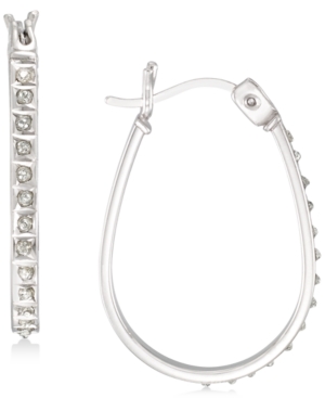 image of Giani Bernini Diamond Accent Oval Hoop Earrings in Sterling Silver, Created for Macy-s