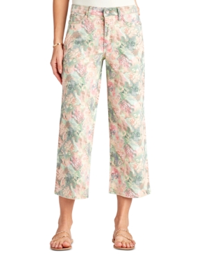 image of Sam Edelman Denim Chelsea Cropped Printed Wide-Leg Jeans