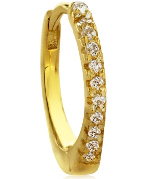 image of Bodifine Cubic Zirconia Pave 10K Gold-Tone Sterling Silver-Tone Ear Cartilage Hoop