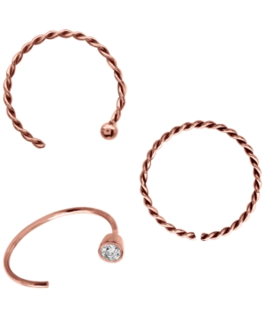 image of Bodifine 10K Rose Gold Nose Hoops - Set Of 3