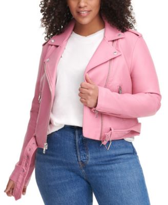 pink moto jacket plus size