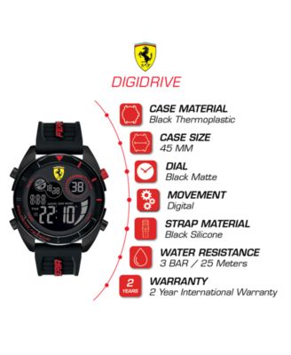 Ferrari Men's Forza Analog-Digital Black Silicone Strap Watch 45mm