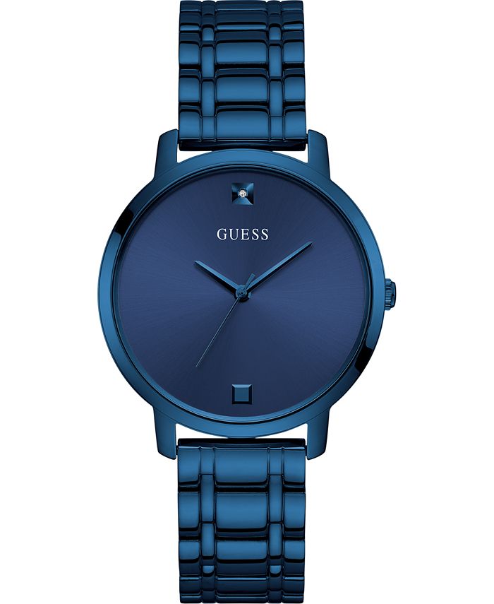 GUESS Unisex Diamond-Accent Blue Stainless Steel Bracelet Watch 40mm ...