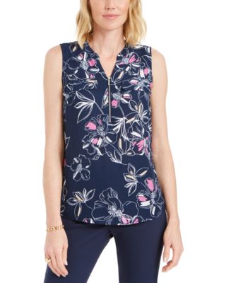 JM Collection Printed Sleeveless Utility Blouse, Created for Macy's ...