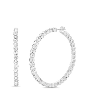 image of Steve Madden Rhinestone Cup Chain Hoop Earrings, 2.17