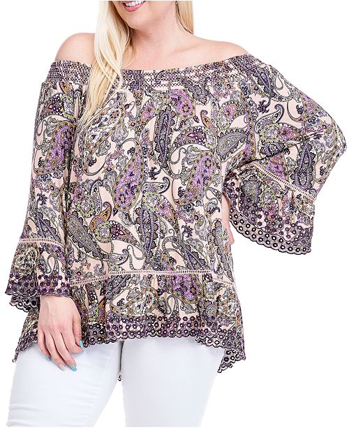 Fever Plus Size Printed Smock Neck Top Reviews Tops Plus