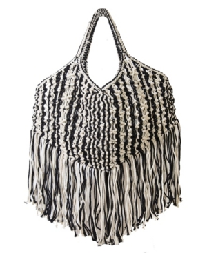 AREA STARS MACRAME WOVEN BAG IN COTTON WITH COTTON FRINGE DETAILS