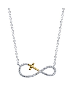 image of Gratitude & Grace Two-Tone Cubic Zirconia Infinity and Cross Pendant Necklace