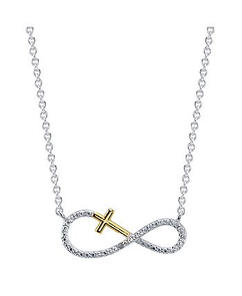 Unwritten - Two-Tone Cubic Zirconia Infinity and Cross Pendant Necklace