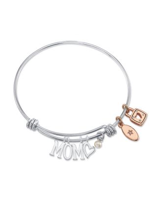 Photo 1 of Unwritten "MOM" Adjustable Bangle Bracelet in Stainless Steel with Silver Plated Charms