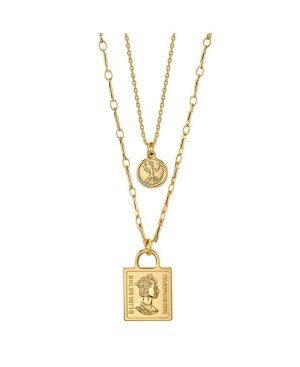 image of Unwritten Gold Flash Plated Coin Layered Pendant Necklace