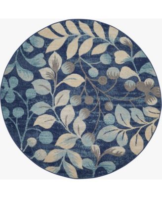 Tranquil TRA03 Navy 5'3" Round Area Rug