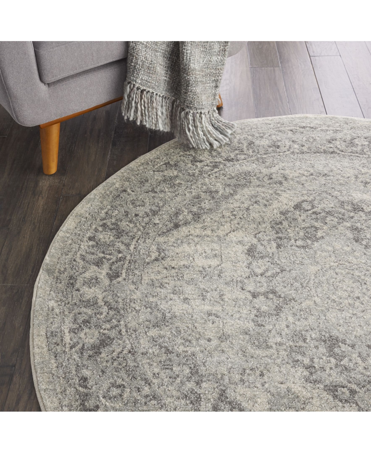 Long Street Looms Peace PEA05 Ivory 5'3" Round Area Rug