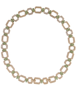 image of Grace Kelly Collection 18k Gold Plated Peridot Hex Necklace